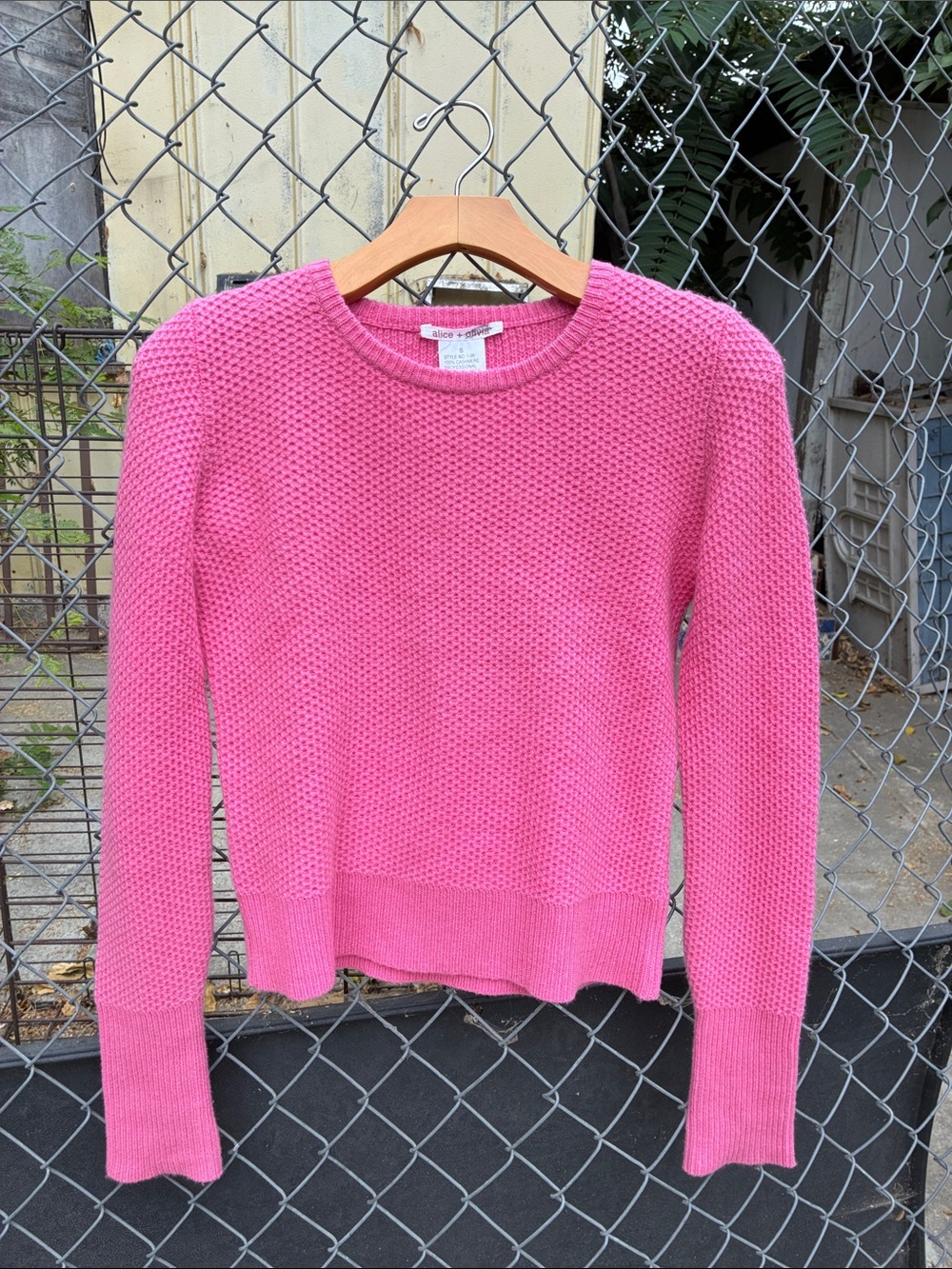 Alice + Olivia Cashmere Pink Textured Crewneck Sweater Sold As Is
